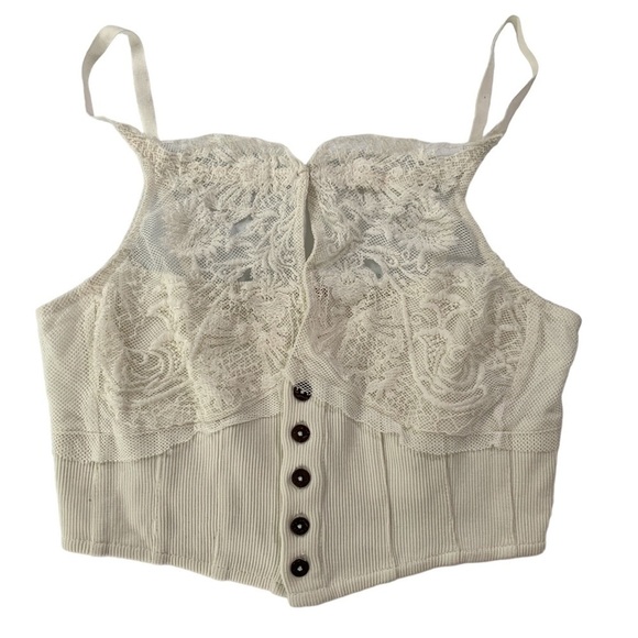 NWT Free People Have My Heart Cropped Tank Painted White - Picture 11 of 14